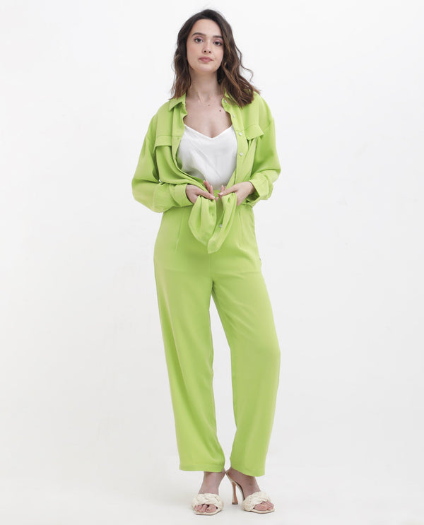 Rareism Womens Serbay Green Trouser Solid