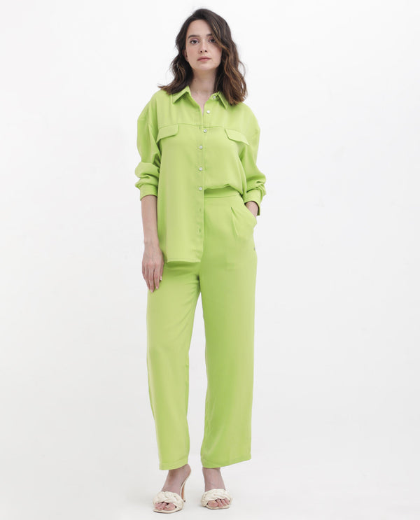 Rareism Womens Serbay Green Trouser Solid