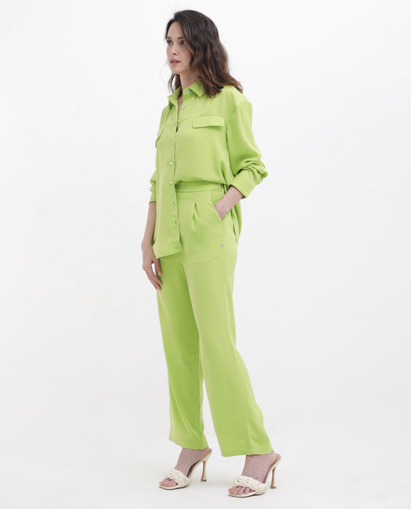 Rareism Womens Serbay Green Trouser Solid