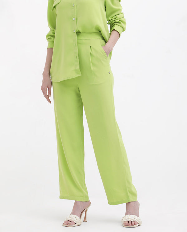 Rareism Womens Serbay Green Trouser Solid