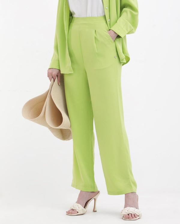 Rareism Womens Serbay Green Trouser Solid