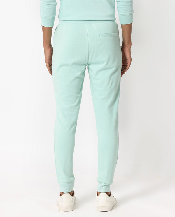 Rare Rabbit Men's Shiga Light Blue Cotton Polyester Fabric Drawstring Closure Regular Fit Mid Rise Trackpant