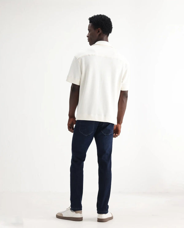 Rare Rabbit Men Shirol Blue Cotton Polyester Fabric Slim Fit Plain Denim Pant