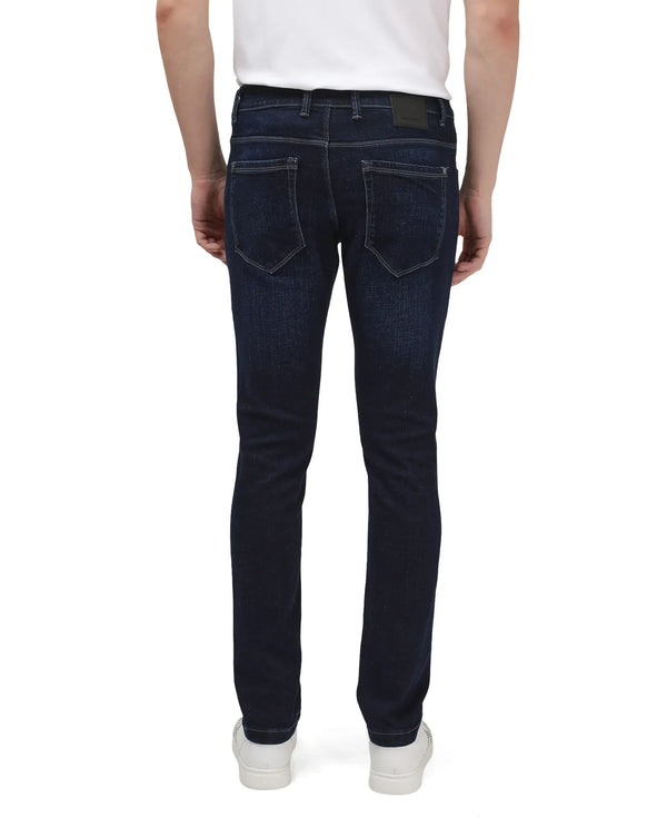 Rare Rabbit Men Shirol Blue Cotton Polyester Fabric Slim Fit Plain Denim Pant