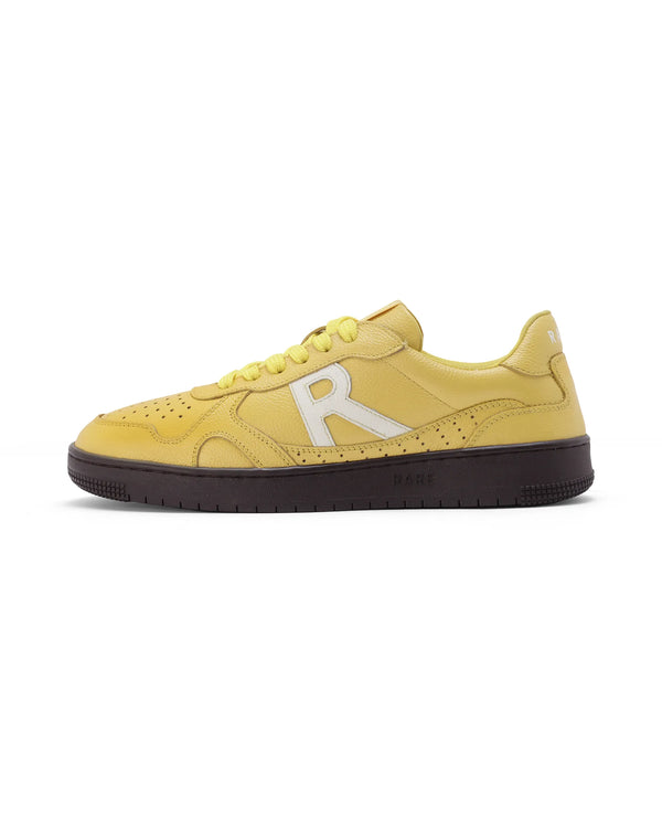 Rare Rabbit Men's Kepler Yellow Genuine Leather Low-top Lace-up Sneaker Shoes