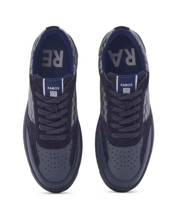 Rare Rabbir Men's Voltro Navy Genuine Leather and Suede Faros 