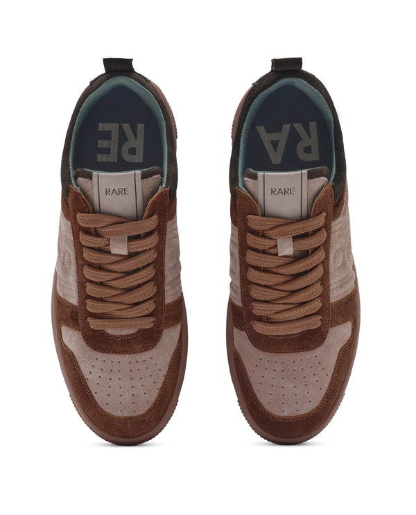 Rare Rabbit Men's Banes Beige /Tan Genuine Suede Leather Low-top Lace Up Sneaker Shoes