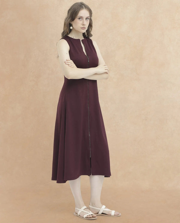 Rareism Womens Shoko Brown Dress Sleeveless Crew Neck Solid