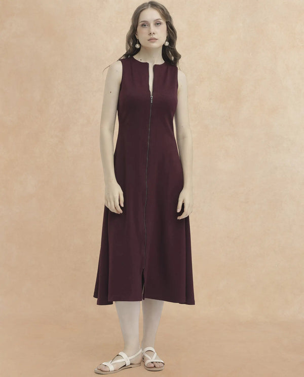 Rareism Womens Shoko Brown Dress Sleeveless Crew Neck Solid