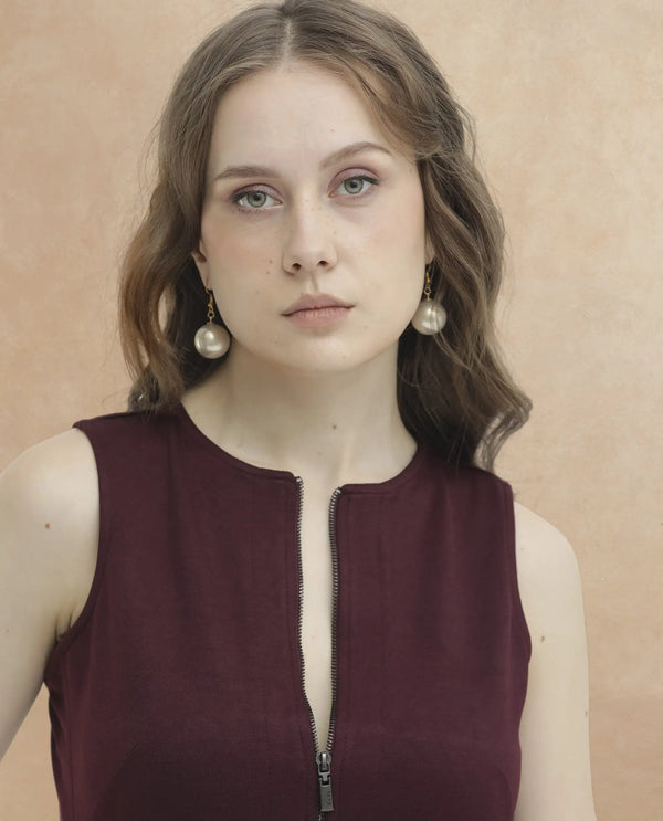 Rareism Womens Shoko Brown Dress Sleeveless Crew Neck Solid