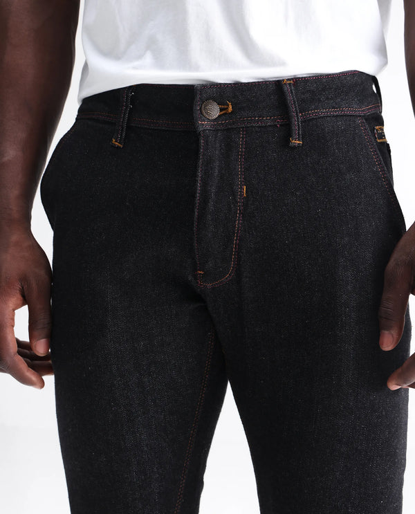 Rare Rabbit Men's Shooters Dark Black Dark Wash Mid-Rise Slim Fit Jeans