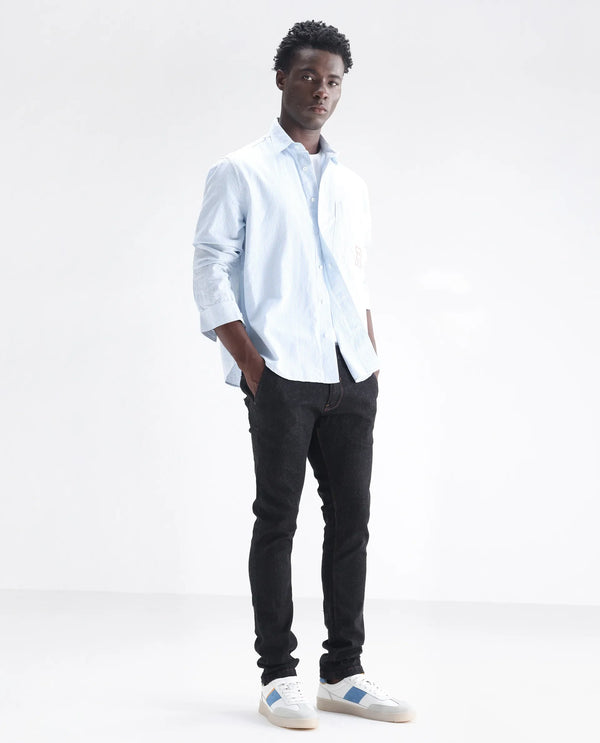 Rare Rabbit Men's Shooters Dark Black Dark Wash Mid-Rise Slim Fit Jeans