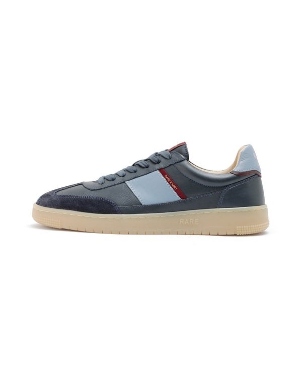 Rare Rabbit Men's Sirius Blue Leather Upper Round Toe Low-Top Lace-Up Sneaker Shoes