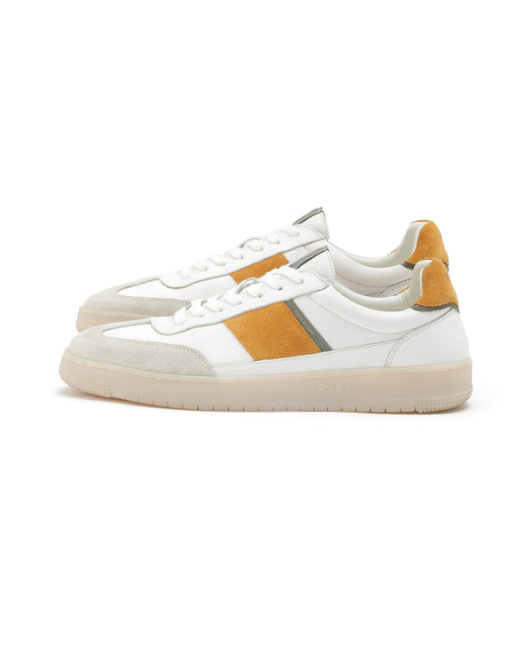 Rare Rabbit Men's Sirius Mustard Suede and Leather Upper Round Toe Low-Top Lace-Up Sneaker Shoes
