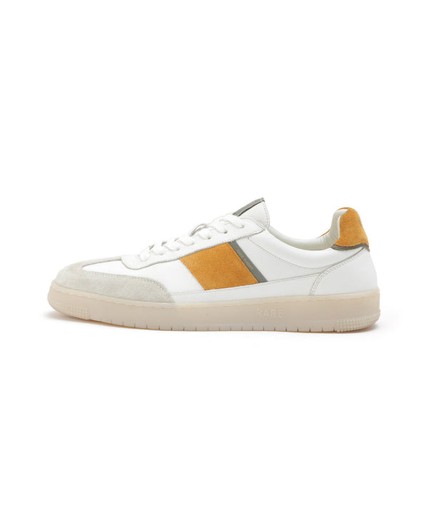 Rare Rabbit Men's Sirius Mustard Suede and Leather Upper Round Toe Low-Top Lace-Up Sneaker Shoes