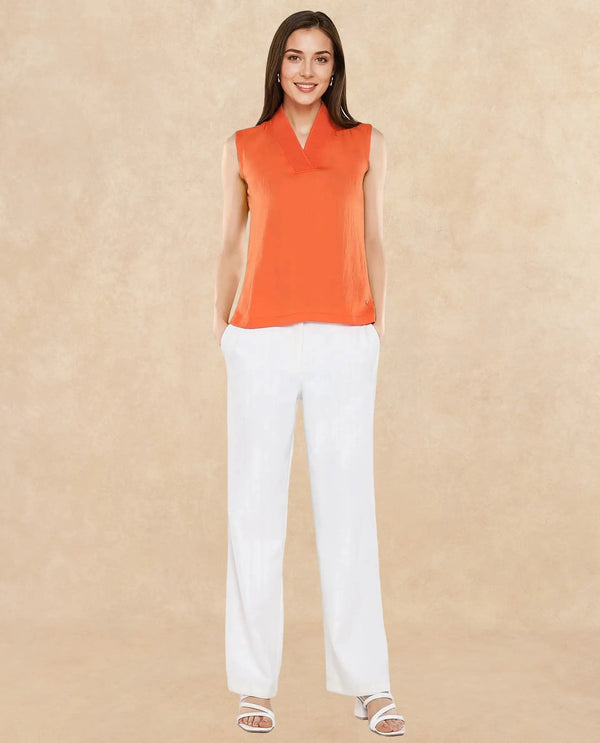 Rareism Women Siyar Orange Plain Top