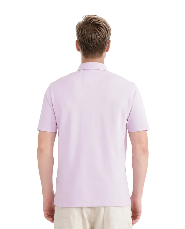 Rare Rabbit Men Ski Light Pink Cotton Blend Fabric Short Sleeve Regular Collared Zipper Closure Plain Polo