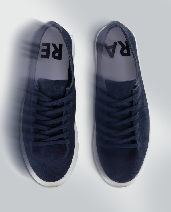 Rare Rabbit Men Skin Navy Suede Monotone Upper Low-Top Lace-Up Plain Shoes