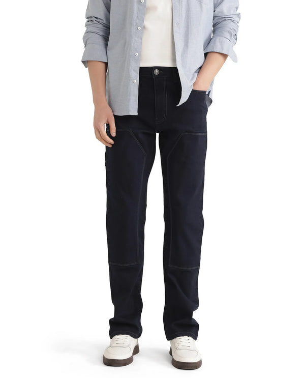 Rare Rabbit Men Slava Blue Cotton Tencel Fabric Regular Fit Plain Denim Pant