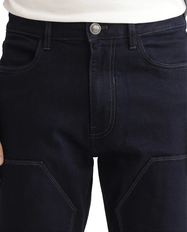 Rare Rabbit Men Slava Blue Cotton Tencel Fabric Regular Fit Plain Denim Pant