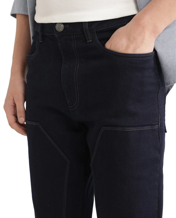 Rare Rabbit Men Slava Blue Cotton Tencel Fabric Regular Fit Plain Denim Pant