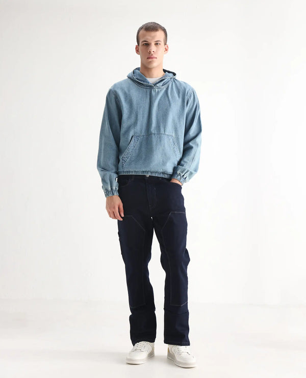 Rare Rabbit Men Slava Blue Cotton Tencel Fabric Regular Fit Plain Denim Pant