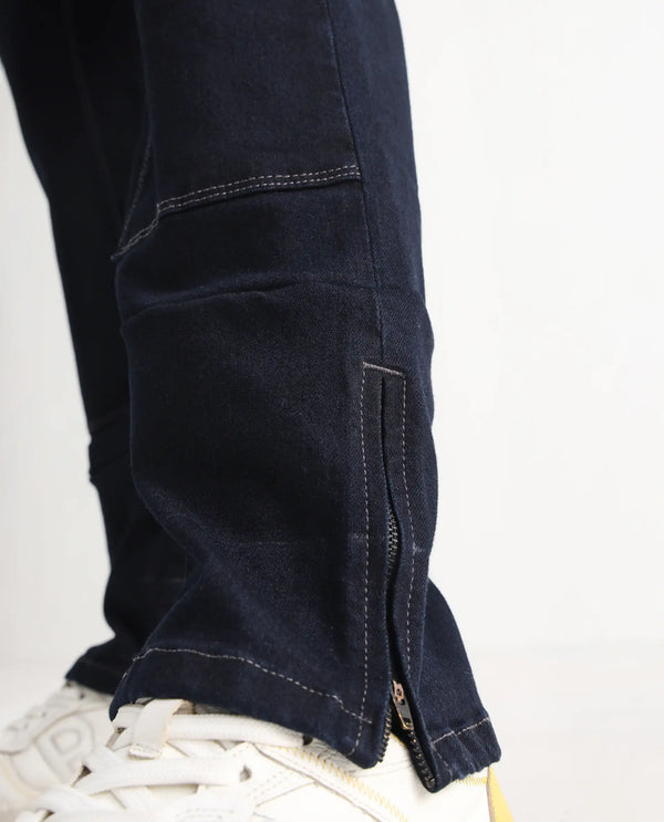 Rare Rabbit Men Slava Blue Cotton Tencel Fabric Regular Fit Plain Denim Pant