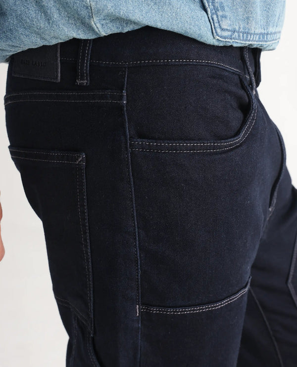 Rare Rabbit Men Slava Blue Cotton Tencel Fabric Regular Fit Plain Denim Pant