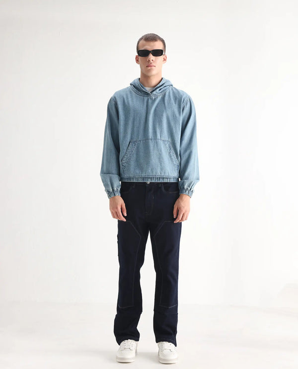 Rare Rabbit Men Slava Blue Cotton Tencel Fabric Regular Fit Plain Denim Pant
