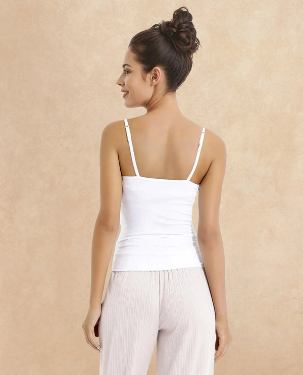 Rareism Women Slipon White Modal Fabric Solid Inner Wear