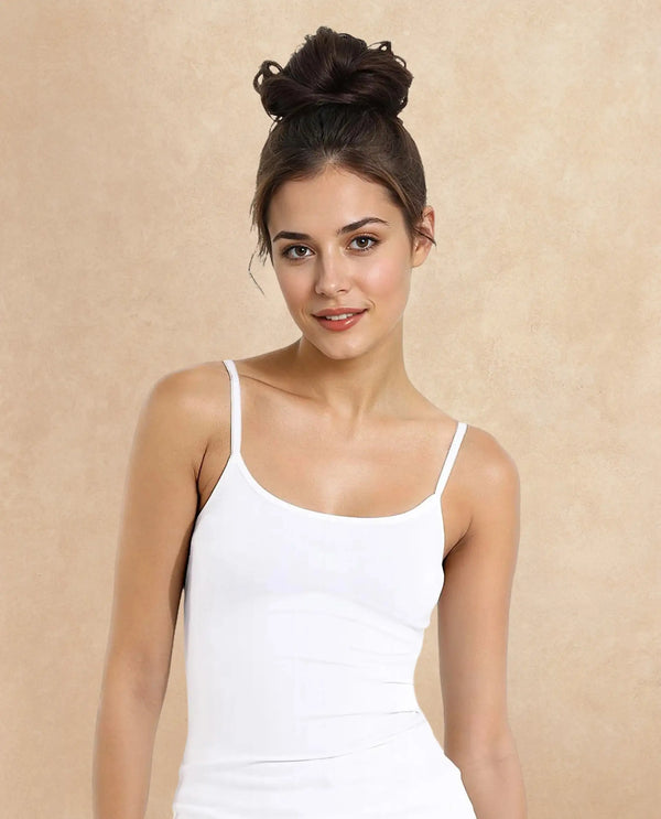 Rareism Women Slipon White Modal Fabric Solid Inner Wear