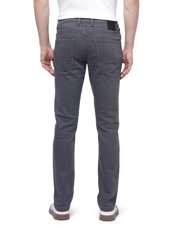 Rare Rabbit Men Smok Grey Cotton Polyester Fabric Mid Wash Slim Fit Plain Denim Pant