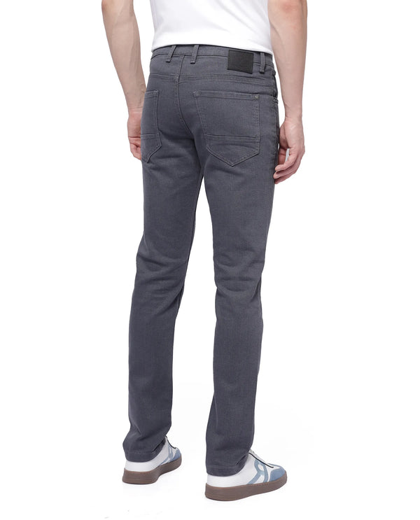 Rare Rabbit Men Smok Grey Cotton Polyester Fabric Mid Wash Slim Fit Plain Denim Pant