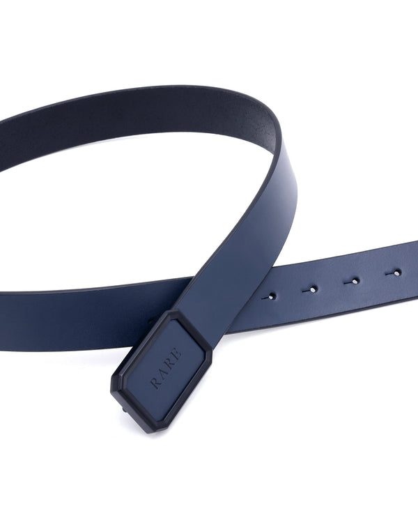 Rare Rabbit Men's Snape Blue Genuine Leather Non-Reversible Smooth Grain Belt