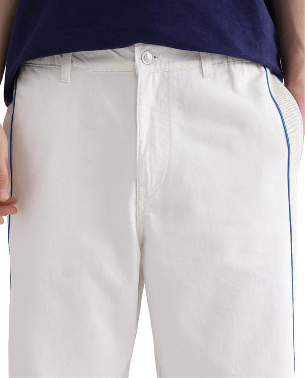 Rare Rabbit Men's Sol White Cotton Fabric Cotton Fabric Mid Rise Dark Wash Striped Jeans