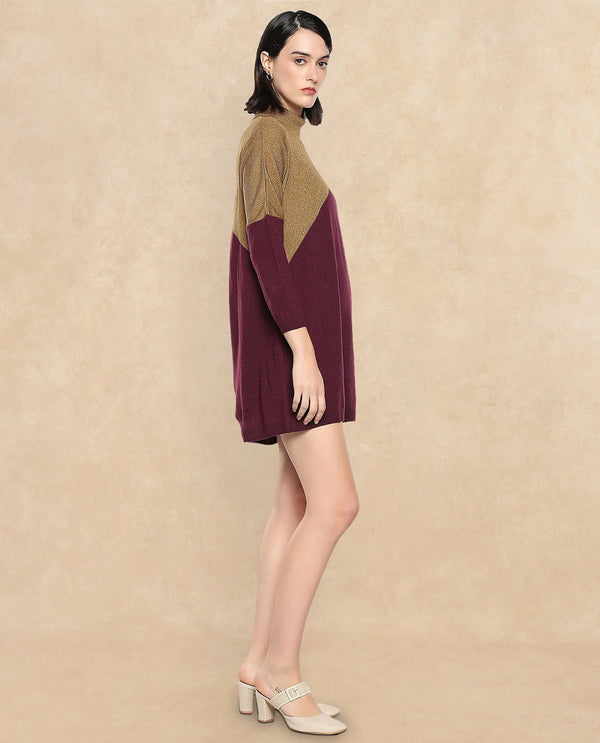 Rareism Women Spaton Maroon Plain Crew Neck Plain Sweater