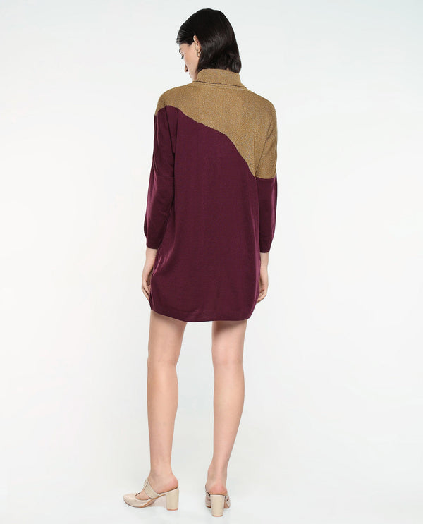 Rareism Women Spaton Maroon Plain Crew Neck Plain Sweater