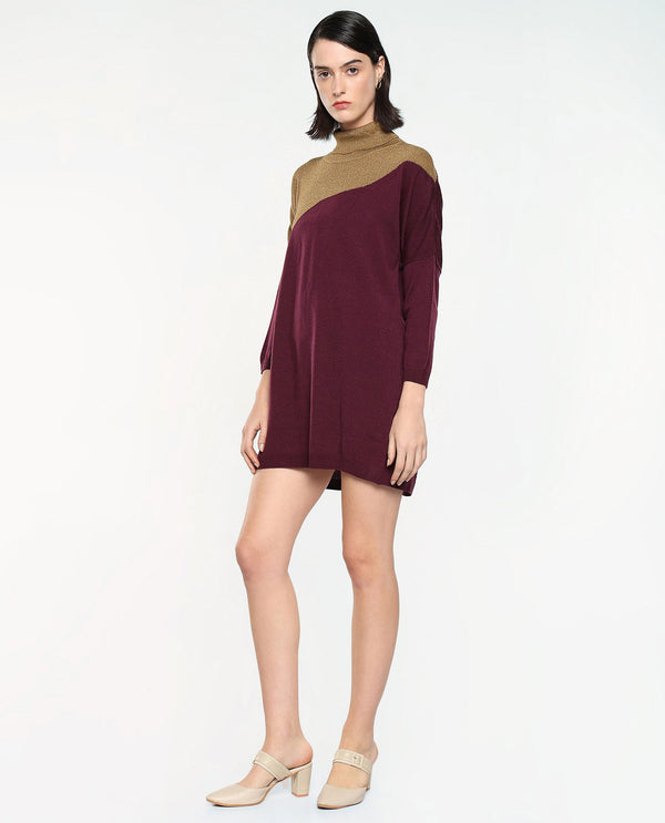 Rareism Women Spaton Maroon Plain Crew Neck Plain Sweater