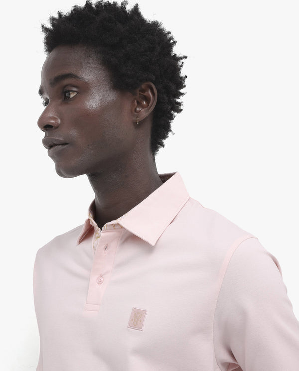 Rare Rabbit Men's Spencer Light Pink Short Sleeve Button Closure Regular Fit Solid Polo T-Shirt