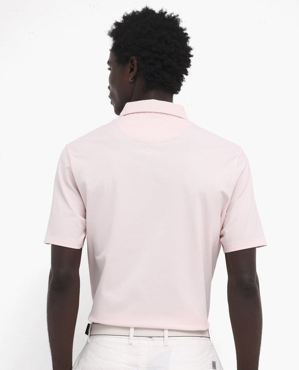 Rare Rabbit Men's Spencer Light Pink Short Sleeve Button Closure Regular Fit Solid Polo T-Shirt