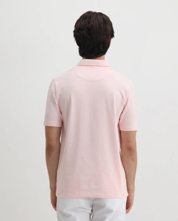 Rare Rabbit Men's Spencer Light Pink Short Sleeve Button Closure Regular Fit Solid Polo T-Shirt