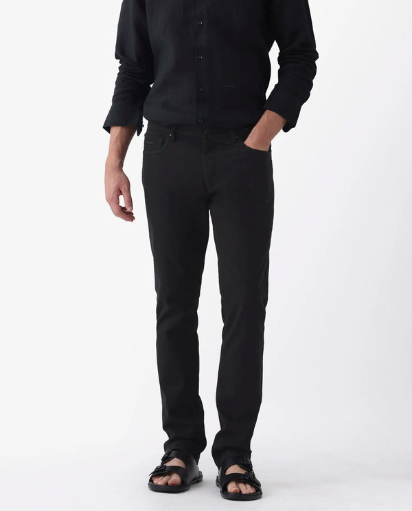 Rare Rabbit Men's Spoke -24 Black Cotton Linen Solid Trousers