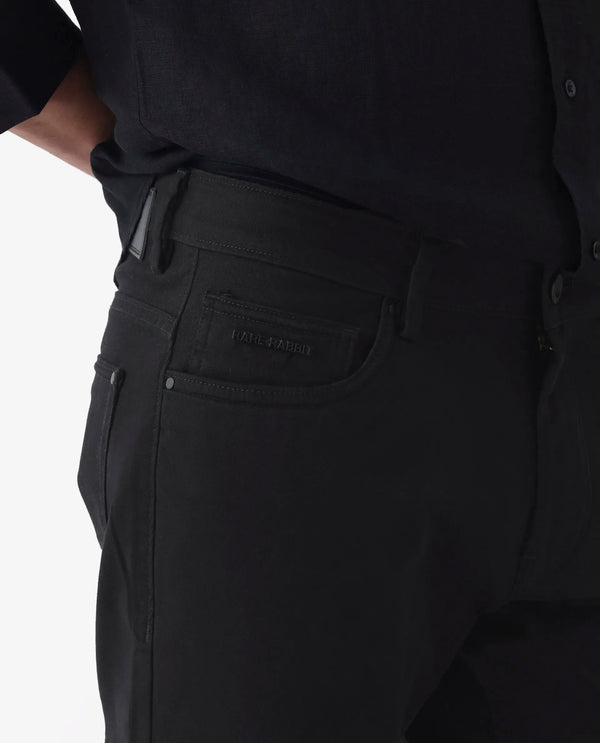 Rare Rabbit Men's Spoke -24 Black Cotton Linen Solid Trousers