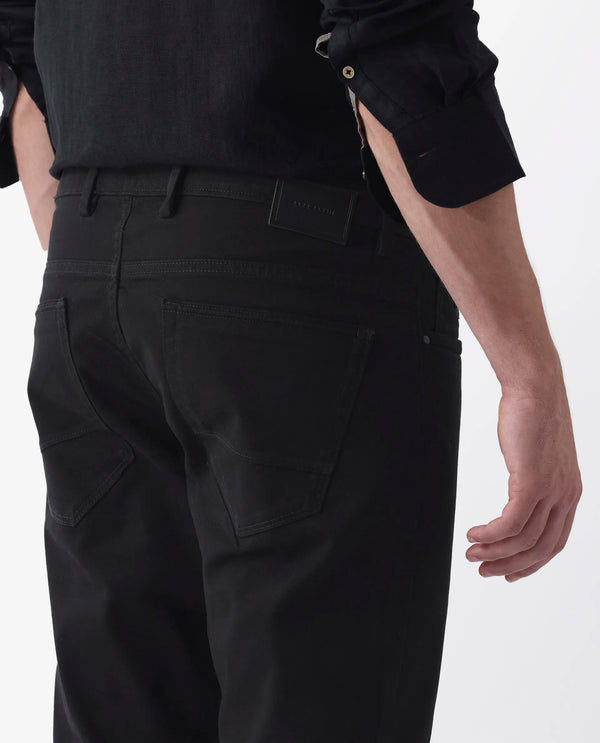 Rare Rabbit Men's Spoke -24 Black Cotton Linen Solid Trousers