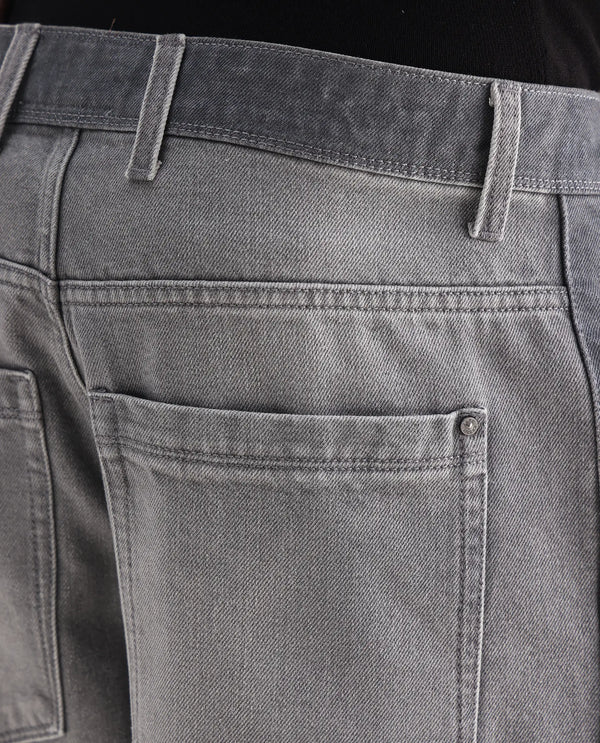 Rare Rabbit Men Srito Grey Cotton Fabric Drawstring Closure Baggy Fit Plain Jeans