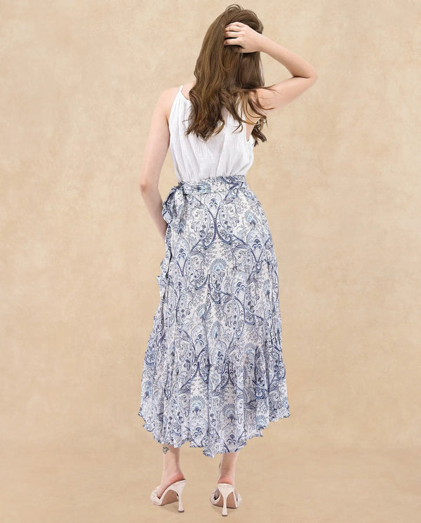 Rareism Women Stignert Multi Cotton Fabric Printed Ankle Length Skirt