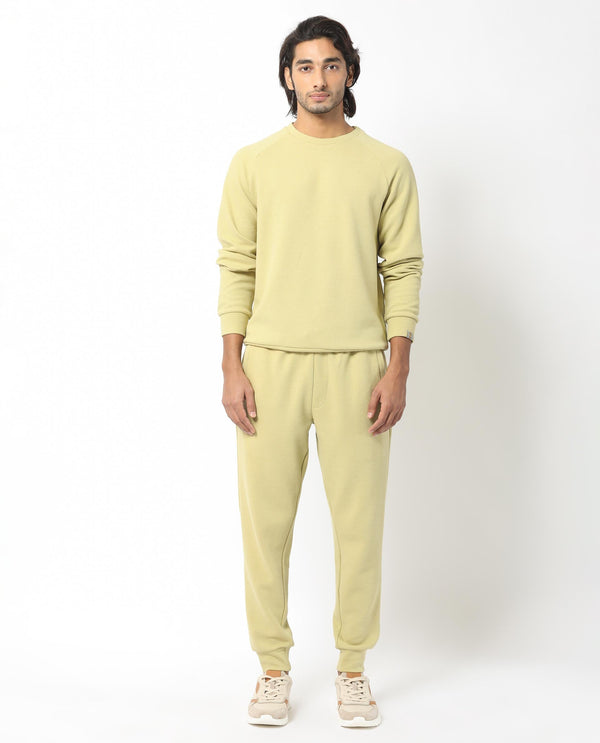 Rare Rabbit Mens Sven Pastel Green Sweatshirt Cotton Polyester Fabric Round Neck Knitted Full Sleeves Comfortable Fit