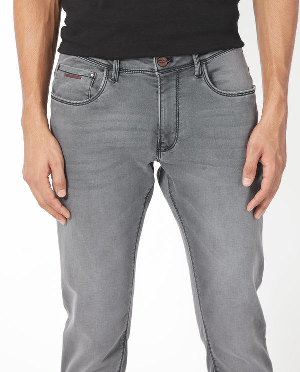 Rare Rabbit Men's Switz Dark Grey Mid Wash Mid-Rise Slim Fit Jeans