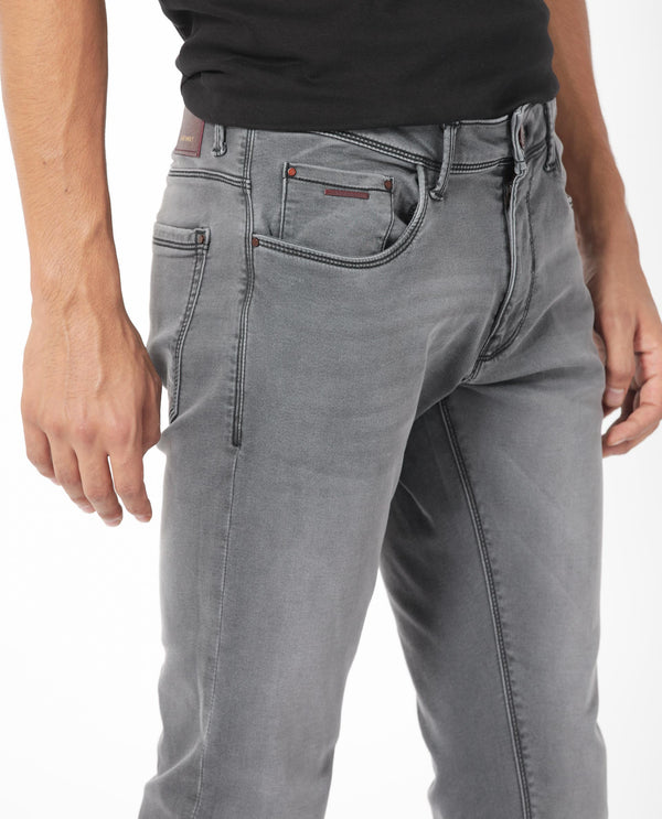 Rare Rabbit Men's Switz Dark Grey Mid Wash Mid-Rise Slim Fit Jeans