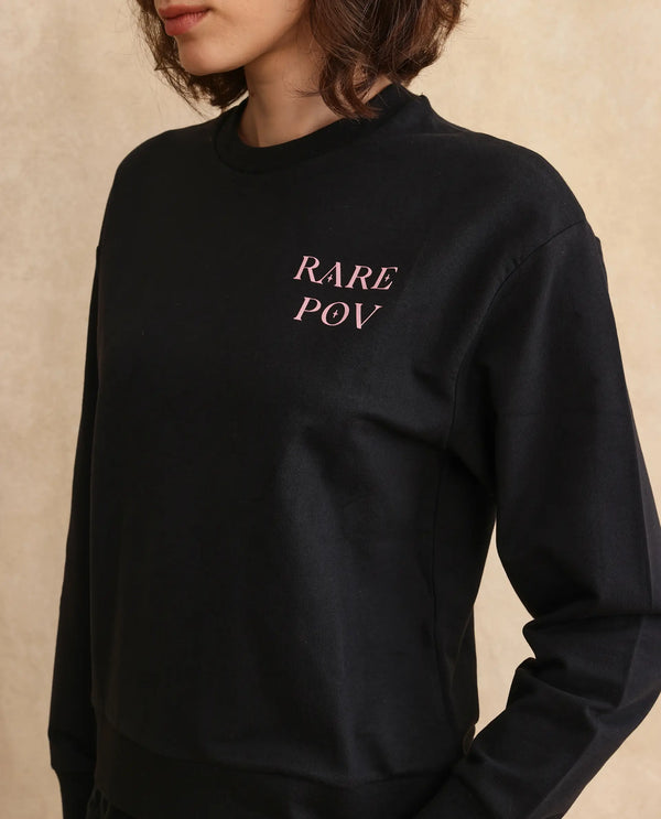 Rareism Women Swoze Primary Black Full Sleeve Sweatshirt
